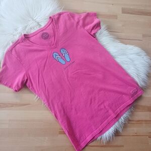 Life is Good Women's Vintage Crusher Graphic T-Shirt Flip Flops